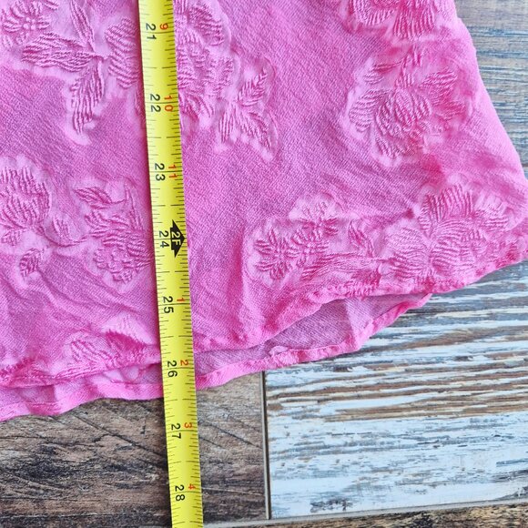 PajamaGram Silk Blend Pink Floral Textured Sheer Mini Chemise Slip Night Gown - Picture 8 of 11